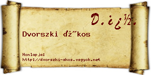 Dvorszki Ákos névjegykártya