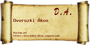 Dvorszki Ákos névjegykártya